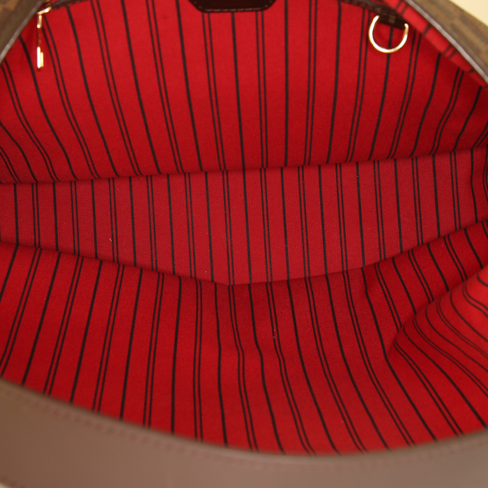 Borsa da spalla o a mano Louis Vuitton Delightful in tela cerata con motivo a scacchi ebano e pelle marrone - Detail D2