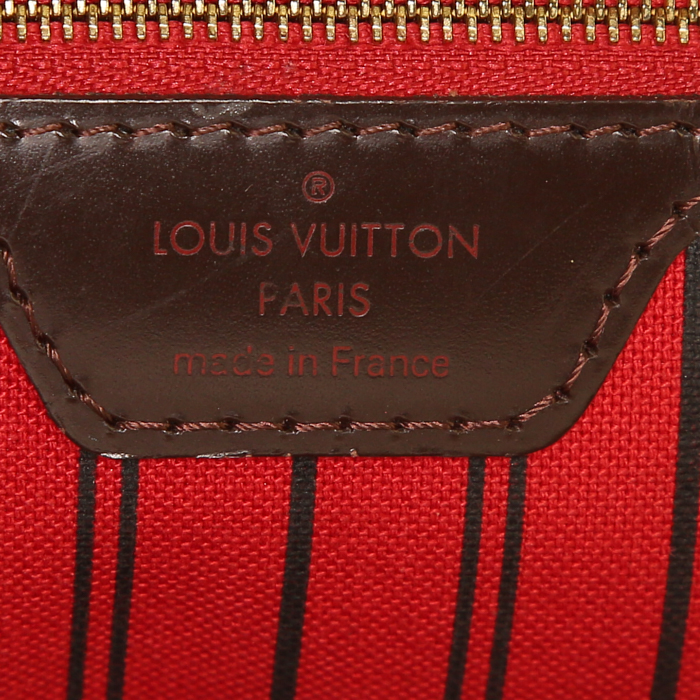 Borsa da spalla o a mano Louis Vuitton Delightful in tela cerata con motivo a scacchi ebano e pelle marrone - Detail D3