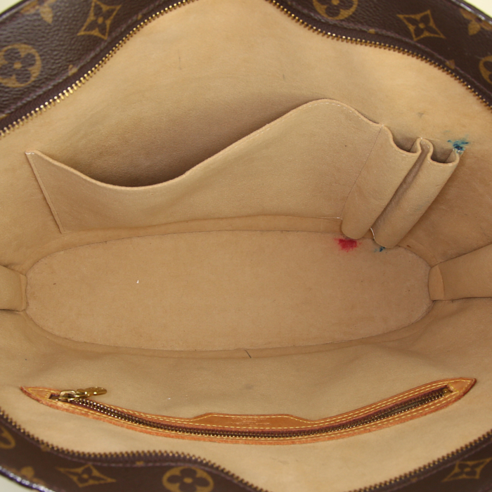 Louis Vuitton Babylone shopping bag in monogram canvas and natural leather - Detail D2