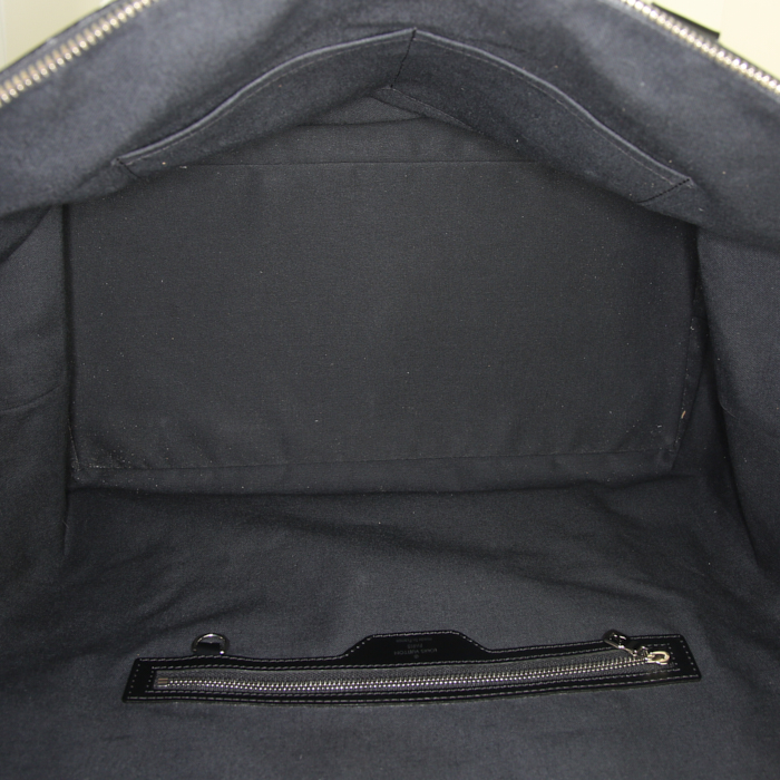 Louis Vuitton Neo Greenwich travel bag in anthracite grey damier canvas and black leather - Detail D3