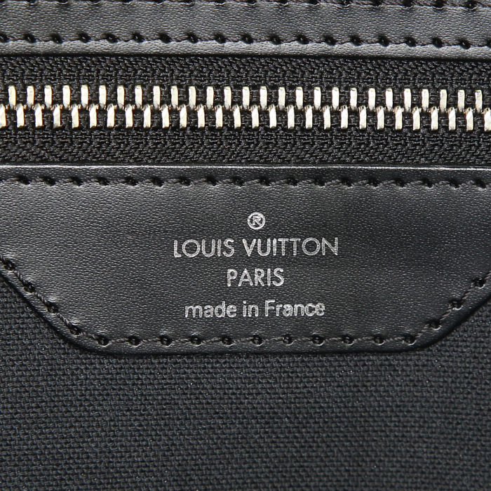 Louis Vuitton Neo Greenwich travel bag in anthracite grey damier canvas and black leather - Detail D4