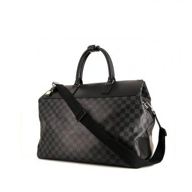 Bolsa de viaje Louis Vuitton Neo Greenwich en lona a cuadros revestida gris antracita y cuero negro