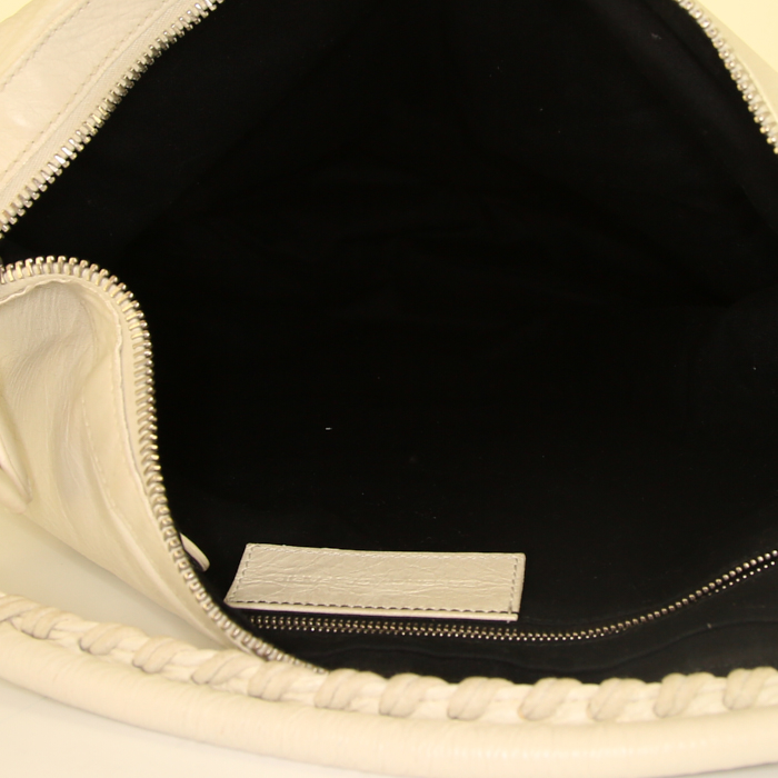 Sac à main Balenciaga Day en cuir blanc - Detail D2