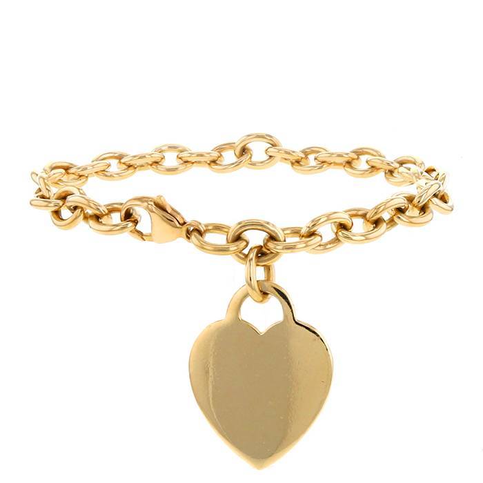 Authentic Tiffany  Co 750 18K Solid Gold Heart Tag Charm Chain Bracelet  W Box  ExoticGold