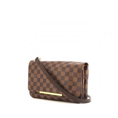 Sac bandoulière Louis Vuitton Hoxton en toile damier et cuir marron