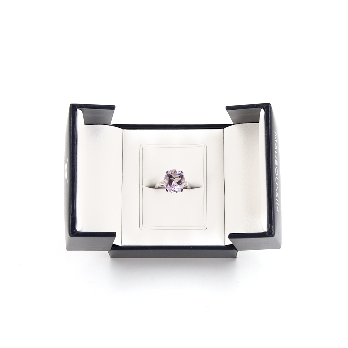 Sortija Mauboussin Bébé d'Amour en oro blanco,  amatista rose de France y diamantes - Detail D2