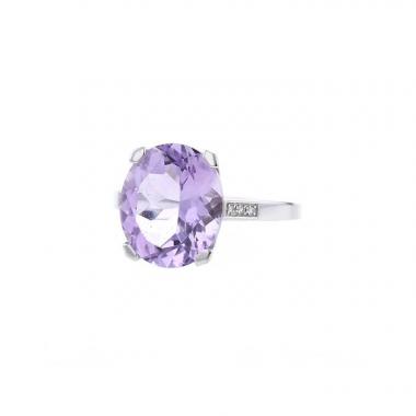 Mauboussin Bébé d'Amour ring in white gold,  Rose de France amethyst and diamonds