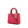 Dior Lady Dior medium model bag worn on the shoulder or carried in the hand in pink leather cannage - 00pp thumbnail