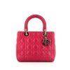 Dior Lady Dior medium model bag worn on the shoulder or carried in the hand in pink leather cannage - 360 thumbnail