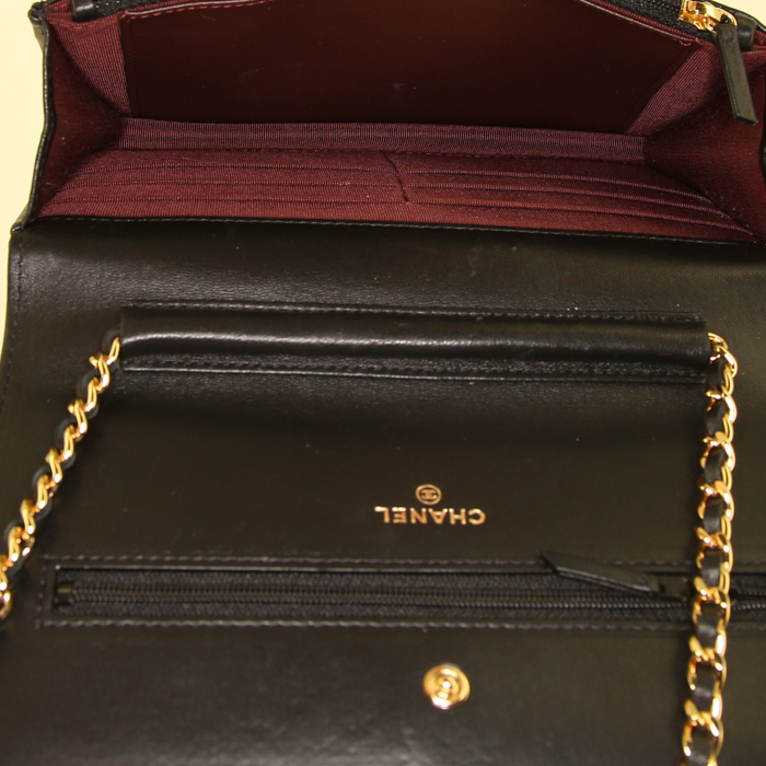 Borsa a tracolla Chanel Wallet on Chain in pelle trapuntata nera - Detail D2