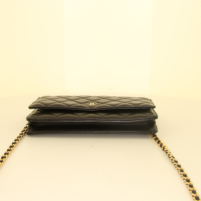 Borsa a tracolla Chanel Wallet on Chain in pelle trapuntata nera - Detail D4
