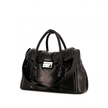 Bolso de mano Prada Antic Buckles en cuero negro