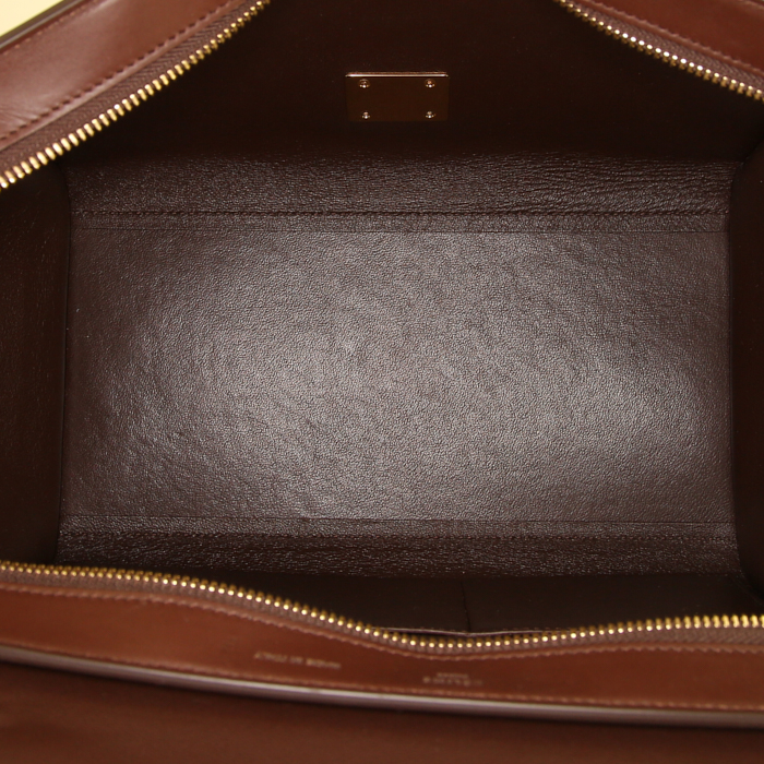Celine  Trapeze small model  handbag  in red, burgundy and brown leather - Detail D3