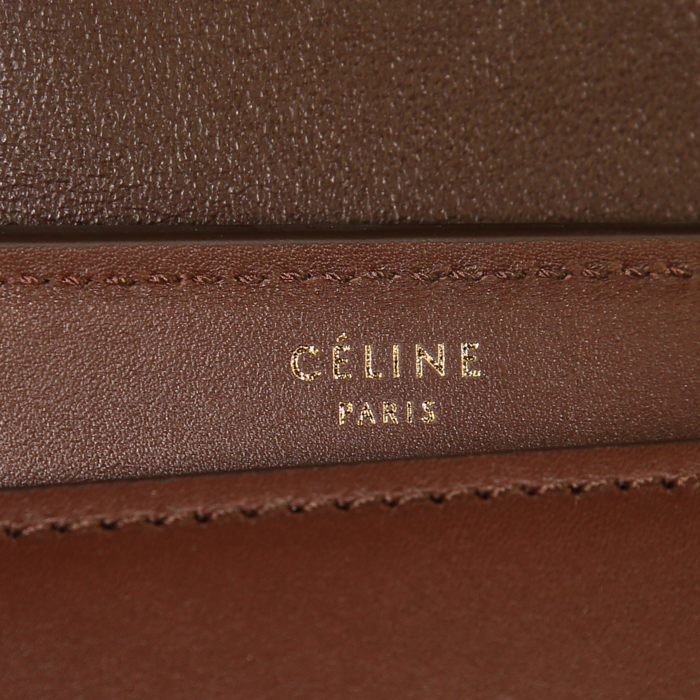 Borsa Celine  Trapeze modello piccolo  in pelle rossa bordeaux e marrone - Detail D4