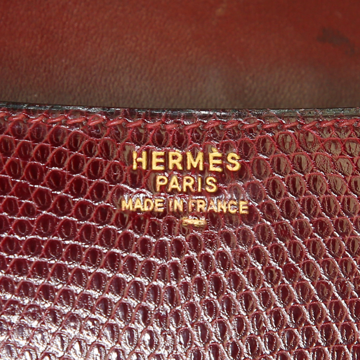 Borsa da spalla o a mano Hermes Constance in lucertola rossa - Detail D4
