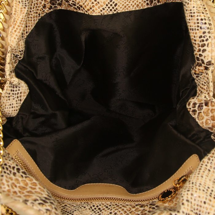 Bolso de mano Stella McCartney Falabella en lona beige y gris - Detail D3