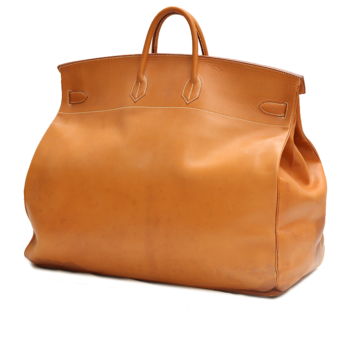 Sac de voyage Hermes Haut à Courroies - Travel Bag en cuir naturel - Detail D1