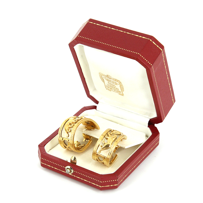 Cartier Panthère 1980's hoop earrings in yellow gold and white gold - Detail D2