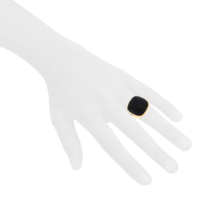Pomellato Victoria ring in pink gold and jet - Detail D1