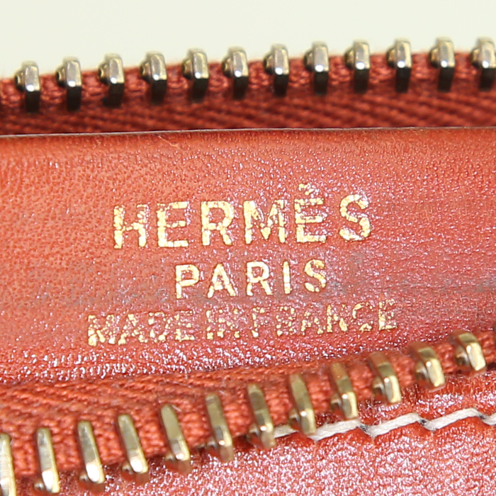 Porta-documentos Hermès Eiffel en cuero box rojo - Detail D3
