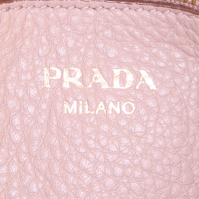 Prada shoulder bag in beige grained leather - Detail D3