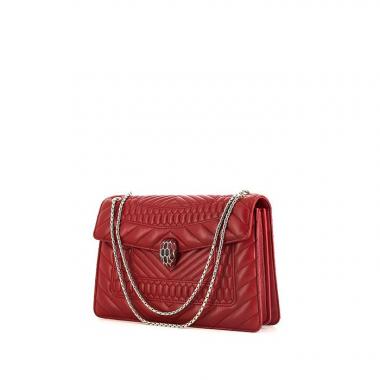 Sac à main Bulgari Serpenti en cuir rouge
