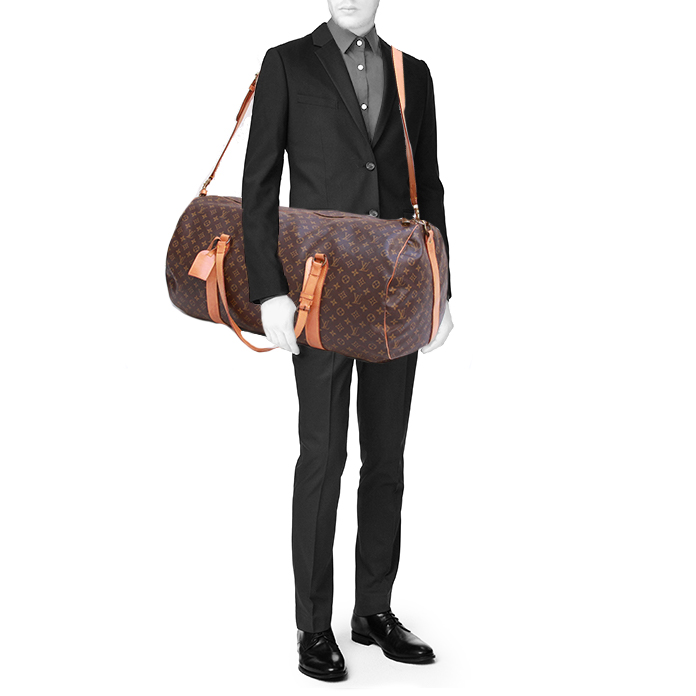 Sac de voyage Louis Vuitton Polochon en toile monogram marron - Detail D2