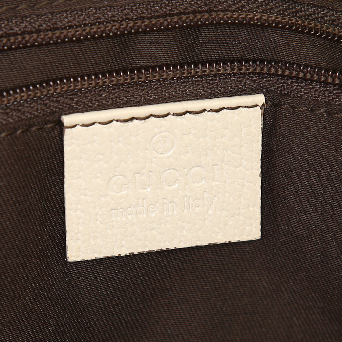 Borsa a spalla Gucci Princy in tela monogram e pelle bianca - Detail D3