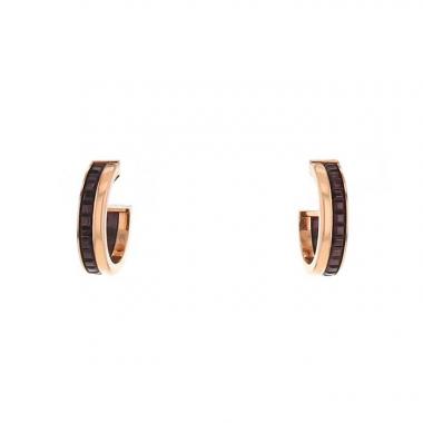 Orecchini a cerchio Boucheron Quatre modello piccolo in oro rosa e PVD marrone