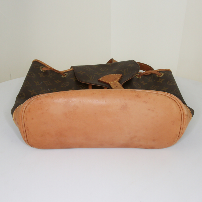Sac à dos Louis Vuitton Montsouris Backpack en toile monogram marron et cuir naturel - Detail D4