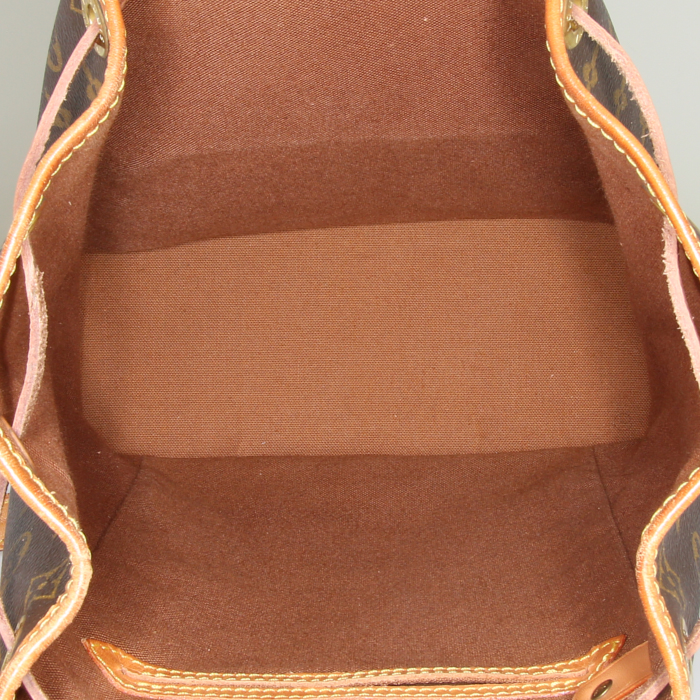 Louis Vuitton Montsouris Backpack small model backpack in brown monogram canvas and natural leather - Detail D2