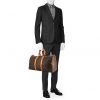 Louis Vuitton Keepall 45 travel bag in brown monogram canvas and natural leather - Detail D1 thumbnail