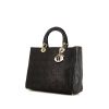 Dior Lady Dior large model bag worn on the shoulder or carried in the hand in black leather cannage - 00pp thumbnail