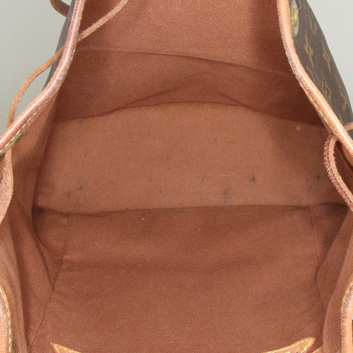 Louis Vuitton Montsouris Backpack small model backpack in brown monogram canvas and natural leather - Detail D2