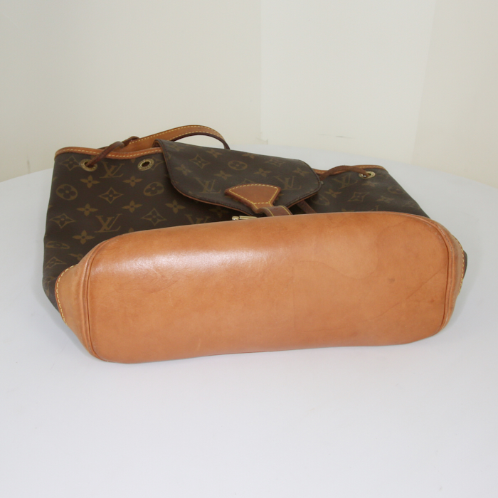 Louis Vuitton Montsouris Backpack small model backpack in brown monogram canvas and natural leather - Detail D4