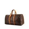 Borsa Louis Vuitton Keepall 50 cm in tela monogram marrone e pelle naturale - 00pp thumbnail