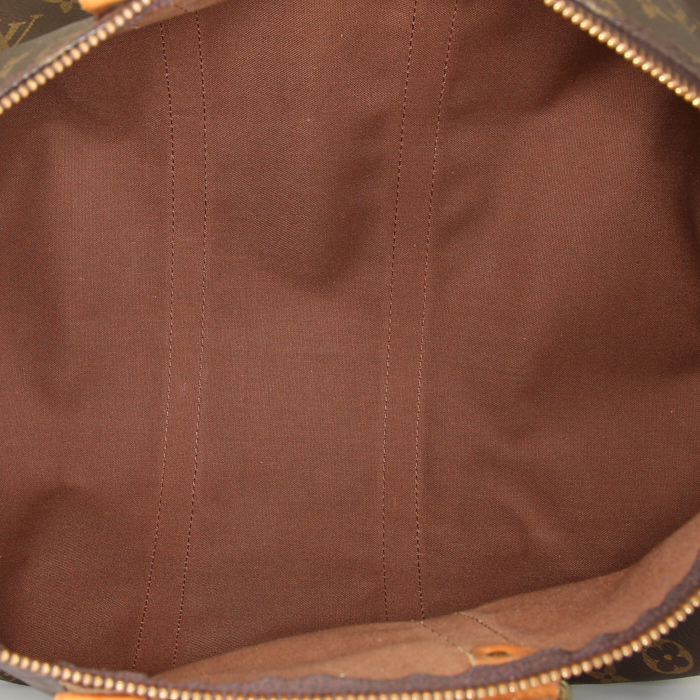 Bolsa de viaje Louis Vuitton Keepall 45 en lona Monogram y cuero natural - Detail D2