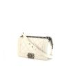 Chanel Boy shoulder bag in white quilted leather - 00pp thumbnail