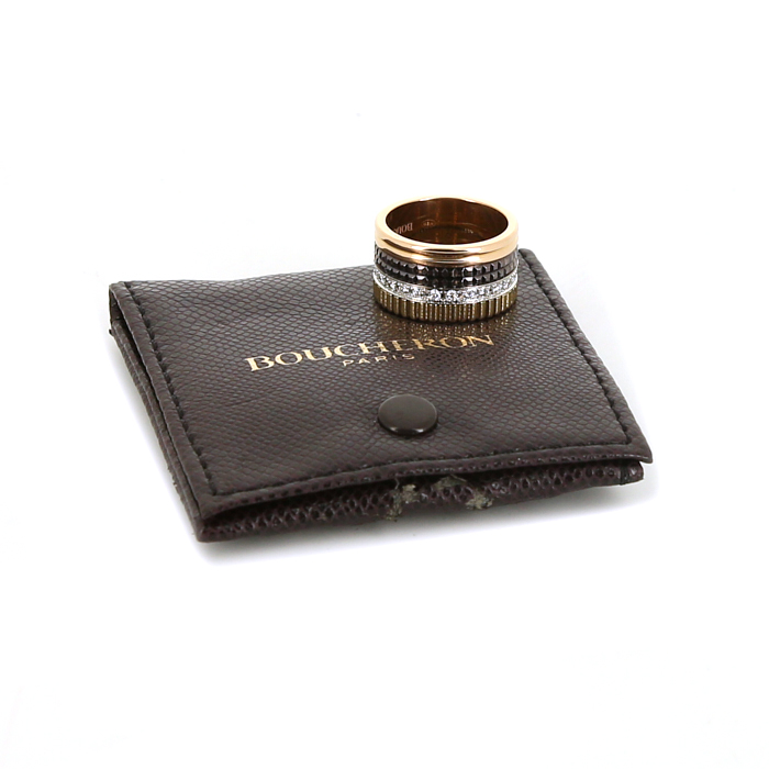Boucheron Quatre large model ring in pink gold,  white gold and yellow gold - Detail D2