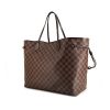 Shopping bag Louis Vuitton Neverfull modello grande in tela a scacchi marrone e pelle marrone - 00pp thumbnail