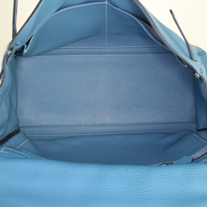 Hermes Kelly 35 cm handbag in blue jean togo leather - Detail D3