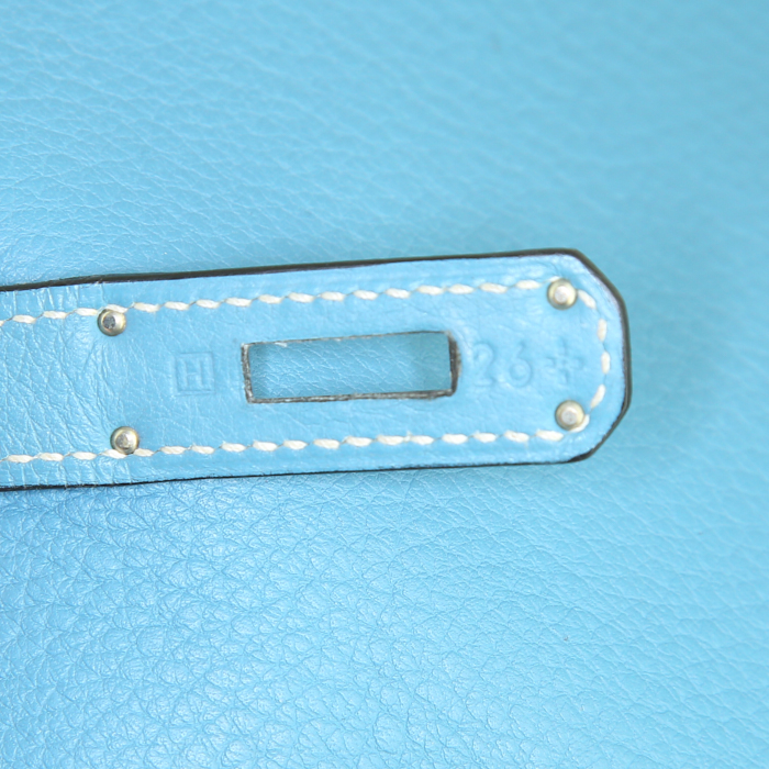 Hermes Kelly 35 cm handbag in blue jean togo leather - Detail D5