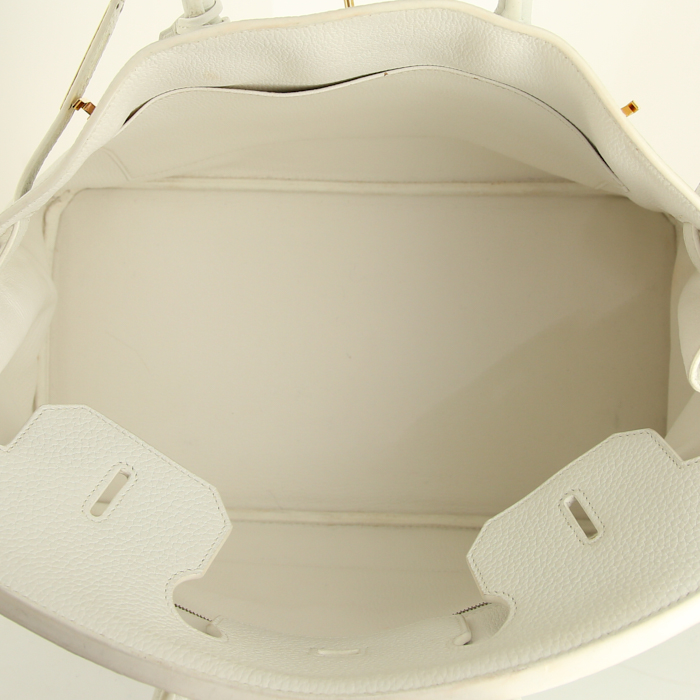 Bolso de mano Hermes Birkin 35 cm en cuero togo blanco - Detail D2