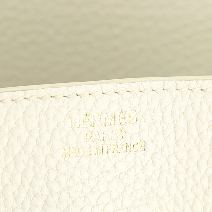 Hermes Birkin 35 cm handbag in white togo leather - Detail D3