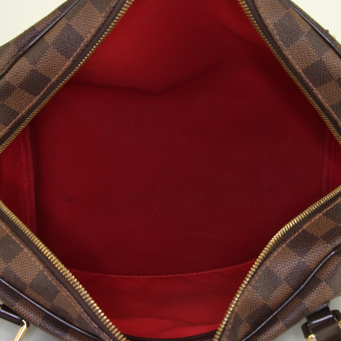 Borsa Louis Vuitton Rivington in tela a scacchi marrone e pelle marrone - Detail D2