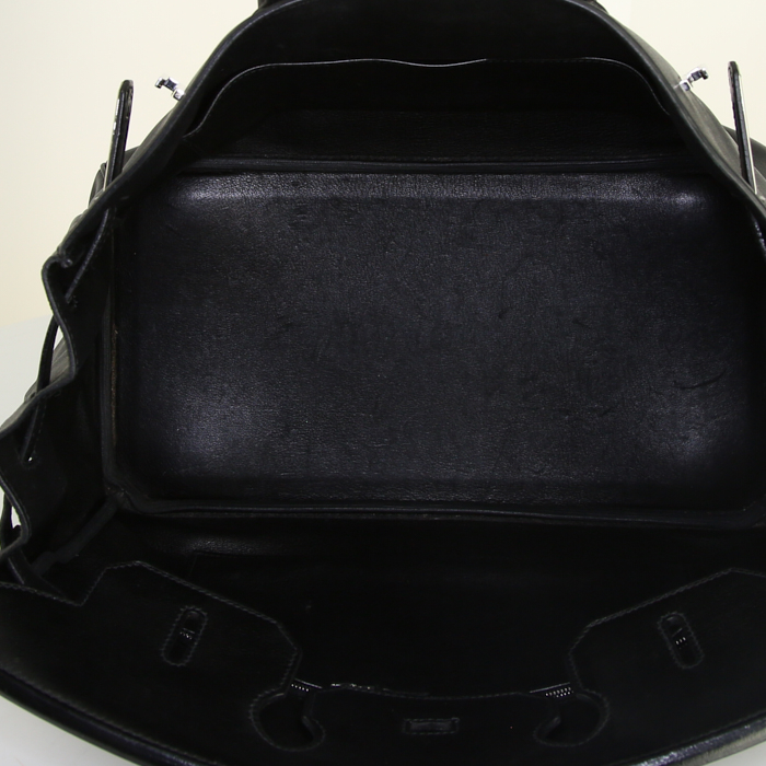 Bolso de mano Hermes Birkin 35 cm en cuero swift negro - Detail D2