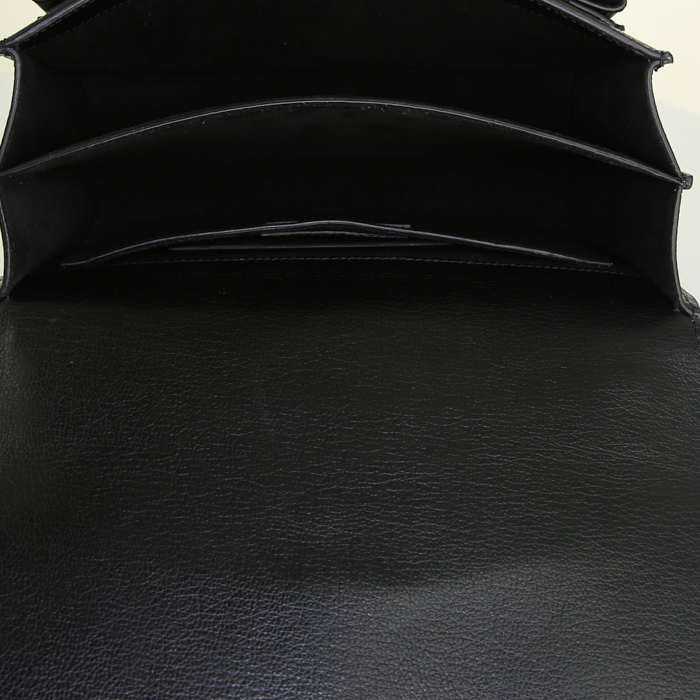 Sac bandoulière Saint Laurent Sunset en cuir noir - Detail D3