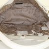 Prada Jacquard handbag in beige logo canvas and white leather - Detail D2 thumbnail