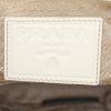 Bolso de mano Prada Jacquard en lona monogram beige y cuero blanco - Detail D3 thumbnail