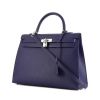 Hermes Kelly 35 cm handbag in blue epsom leather - 00pp thumbnail